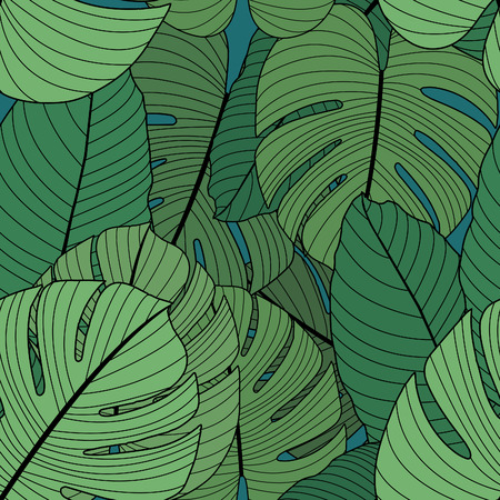 Seamless pattern with tropical leaves. Vector illustrationのイラスト素材