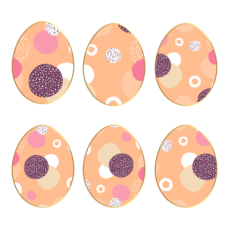 Abstract set of easter eggs with dotsのイラスト素材