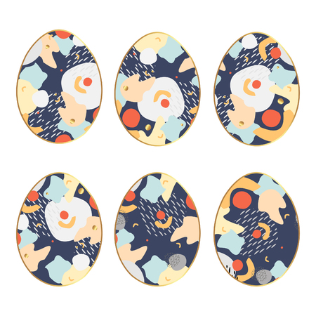 Abstract set of easter eggs with dotsのイラスト素材