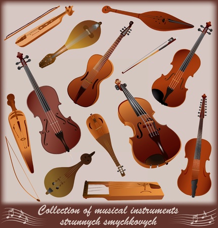 Collection of musical instruments strunnych smychkovychのイラスト素材