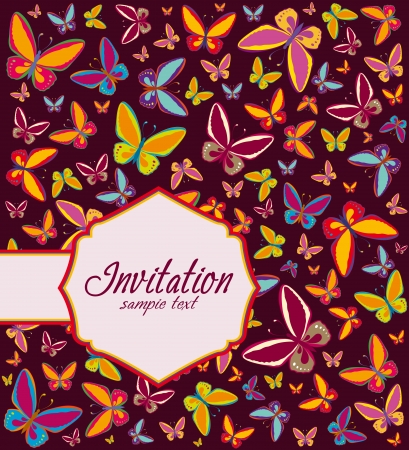 Frame with background of butterflies, invitationのイラスト素材