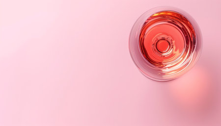 glass of rose wine, top view banner backgroundの素材