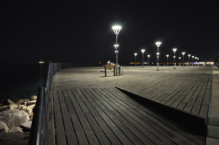 The beautiful night in Limassol Molos in Cyprusのeditorial素材
