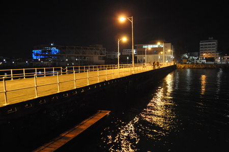 The beautiful night in Limassol Molos in Cyprusのeditorial素材