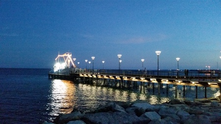 The beautiful night in Limassol Molos in Cyprusのeditorial素材