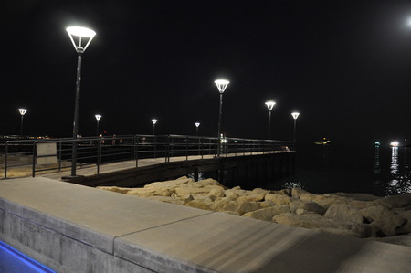 The beautiful night in Limassol Molos in Cyprusのeditorial素材