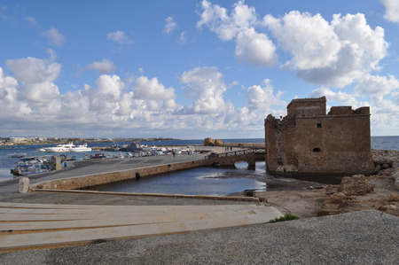 The beautiful ports old, Castle of Pafos in Cyprusのeditorial素材