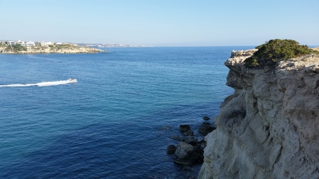 The beautiful Coral Bay Beach Pafos in Cyprusの写真素材