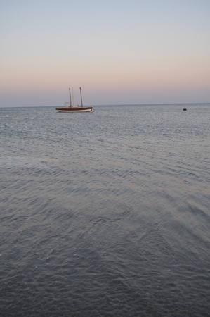 The beautiful boat in open seaのeditorial素材