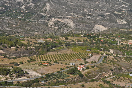 The beautiful natural mountain landscape in the Cyprus massif in the background at sunsetの写真素材