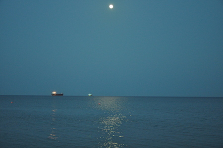 The beautiful night natural sea landscapeの写真素材