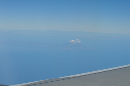The beautiful view from airplane window, Mount Athosの写真素材
