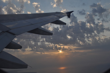 The beautiful view from airplane window sky and cloudの写真素材