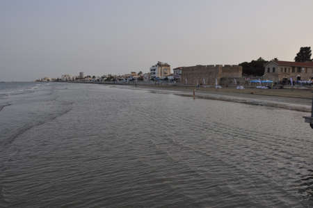The beautiful Finikoudes Beach Larnaca in Cyprusの写真素材