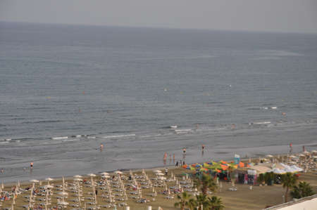 The beautiful Finikoudes Beach Larnaca in Cyprusの写真素材