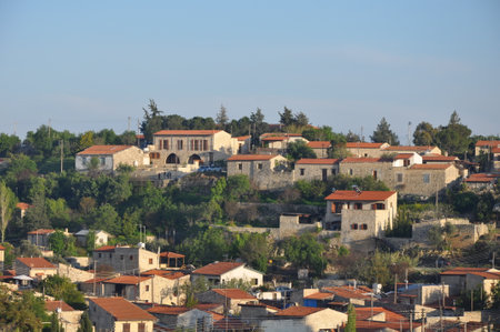 The beautiful village of Lofou in the province of Limassol, in Cyprusの写真素材