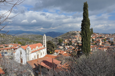 The beautiful village of Lofou in the province of Limassol, in Cyprusの写真素材