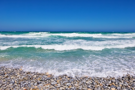 Pebble beach with ocean (Cape Province - South Africa)の写真素材