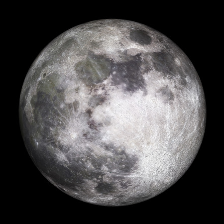 Full moon in detail isolated on black - 3D Render の写真素材