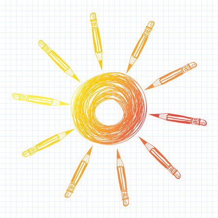Cartoon sun  Decorative background   Vector illustration のイラスト素材
