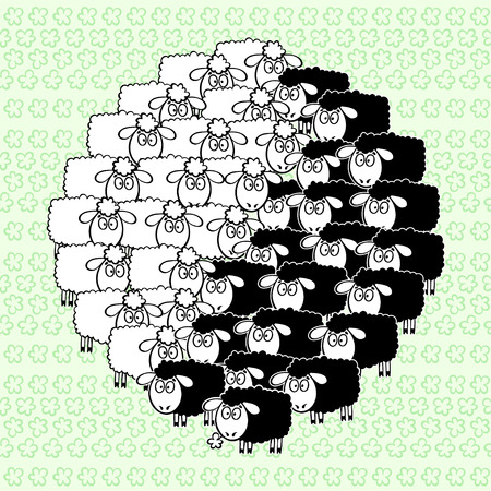 Yin-yang  Vector illustration of cartoon sheep のイラスト素材