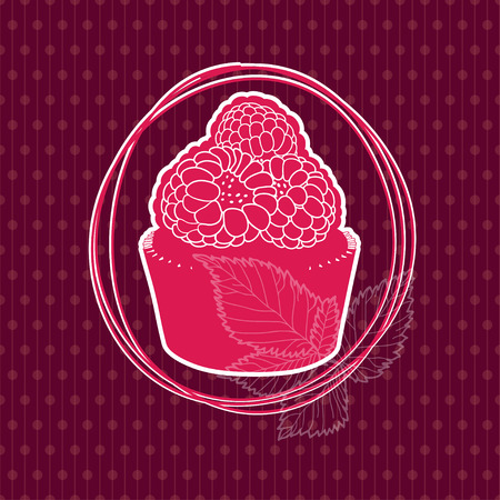 Cake with raspberry  Decorative background, vector illustration のイラスト素材