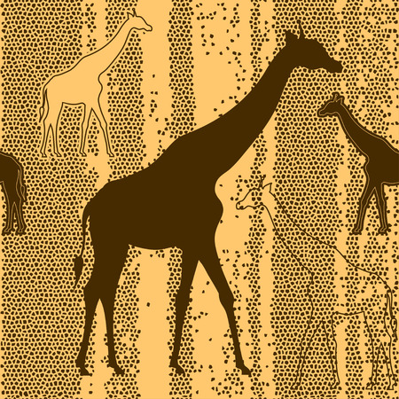 Animal background  Seamless pattern with giraffes のイラスト素材
