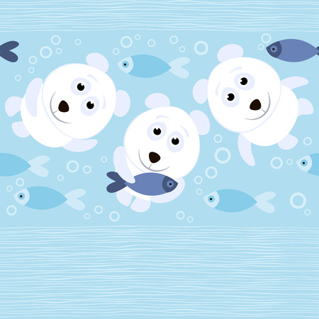 Seamless pattern with cartoon polar bears  Kids background のイラスト素材