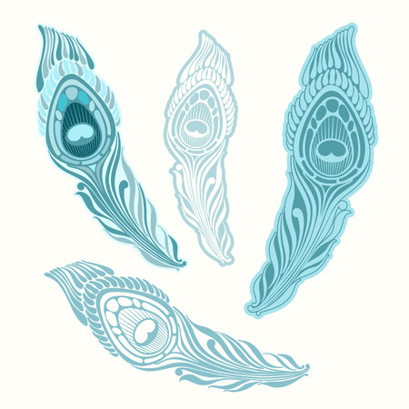 Stylized peacock feathers  Vector illustration  Can be used as a design element のイラスト素材
