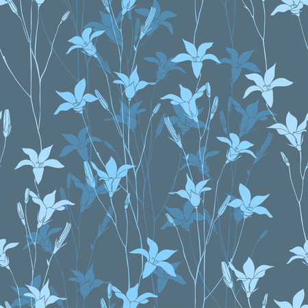 Seamless floral pattern with campanula のイラスト素材