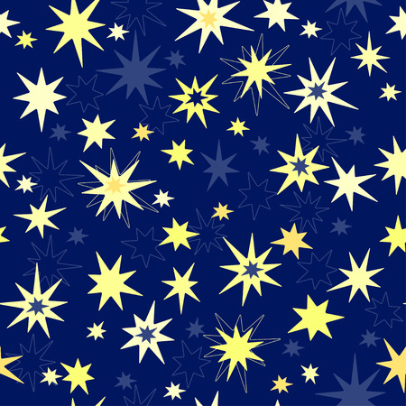 Seamless pattern with colored stars in the night skyのイラスト素材