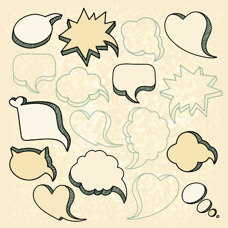 Hand drawn vector illustration Speech bubbles on grunge backgroundのイラスト素材