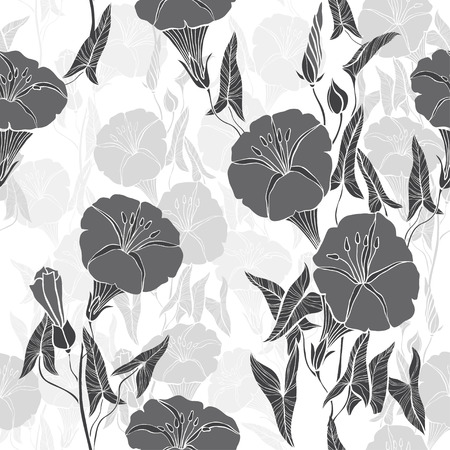 Seamless pattern with  bindweed. Monochrome vector background.のイラスト素材