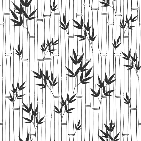 Seamless bamboo pattern. Black and white illustration.のイラスト素材