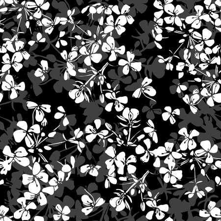 Floral seamless pattern. Hand-drawn black and white illustration.のイラスト素材