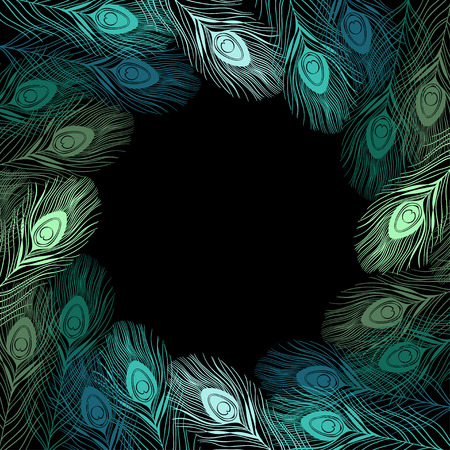 frame with peacock feathers and place for textのイラスト素材