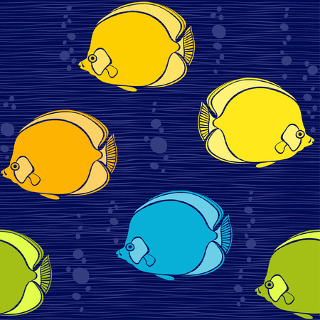 Seamless pattern with colorful marine fish.のイラスト素材