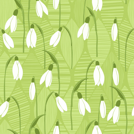 Seamless  background with snowdrops.のイラスト素材