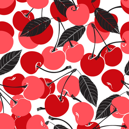 Seamless pattern with cherry on a white background.のイラスト素材