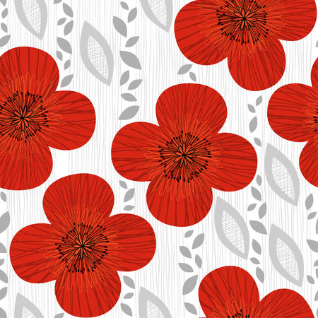 Seamless pattern with poppies. Handdrawn floral background.のイラスト素材