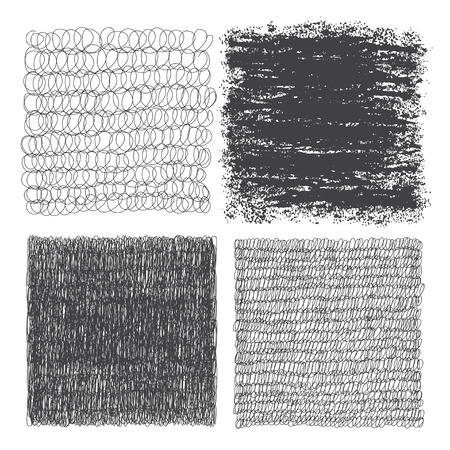 Vector set of hand drawn squares. Sketch set of textures. Elements for your design.のイラスト素材