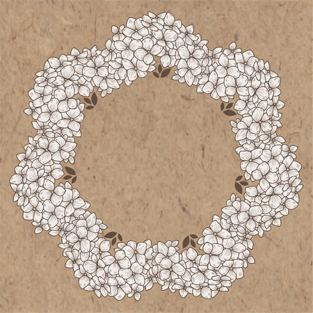 Vector frame with hydrangea. Illustration with place for text, can be used creating card or invitation card.のイラスト素材