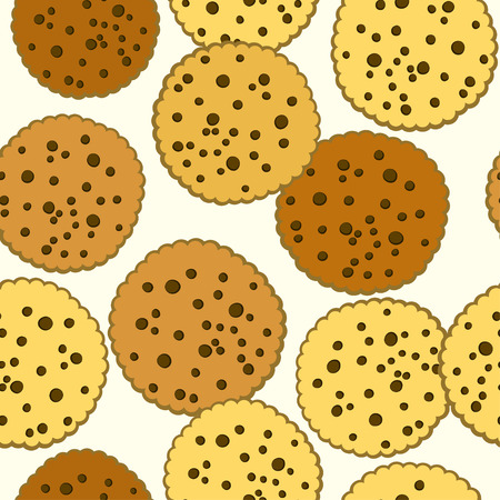 Chocolate chip cookie. Seamless pattern on a white background.のイラスト素材
