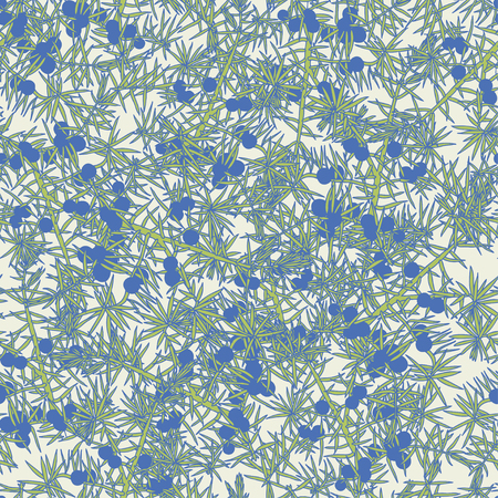Seamless pattern with juniper. Abstract vector floral background.のイラスト素材