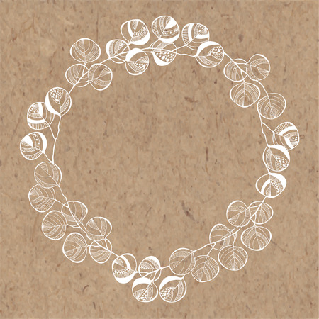 Frame with doodle branches on craft paperのイラスト素材