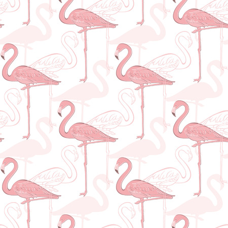 Vector seamless pattern with flamingosのイラスト素材