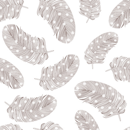 Seamless pattern with hand-drawn feathers.のイラスト素材