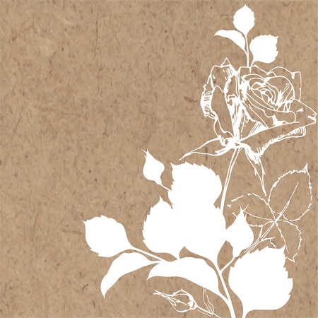Floral background with rose on kraft paper. Can be greeting card, invitation, design element.のイラスト素材
