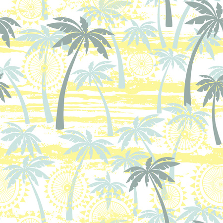 Seamless pattern with palm trees. Tropical vector background.