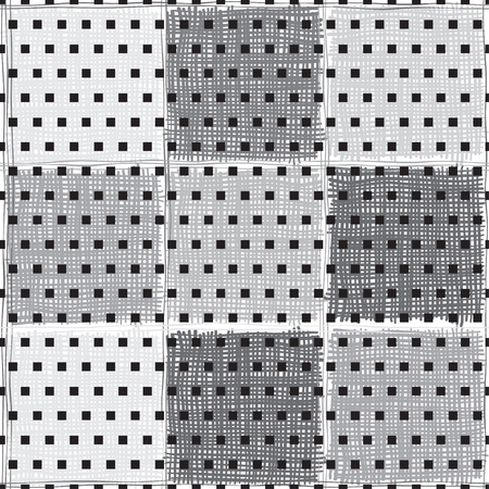 Abstract geometric seamless pattern. monochrome background with different squares.のイラスト素材